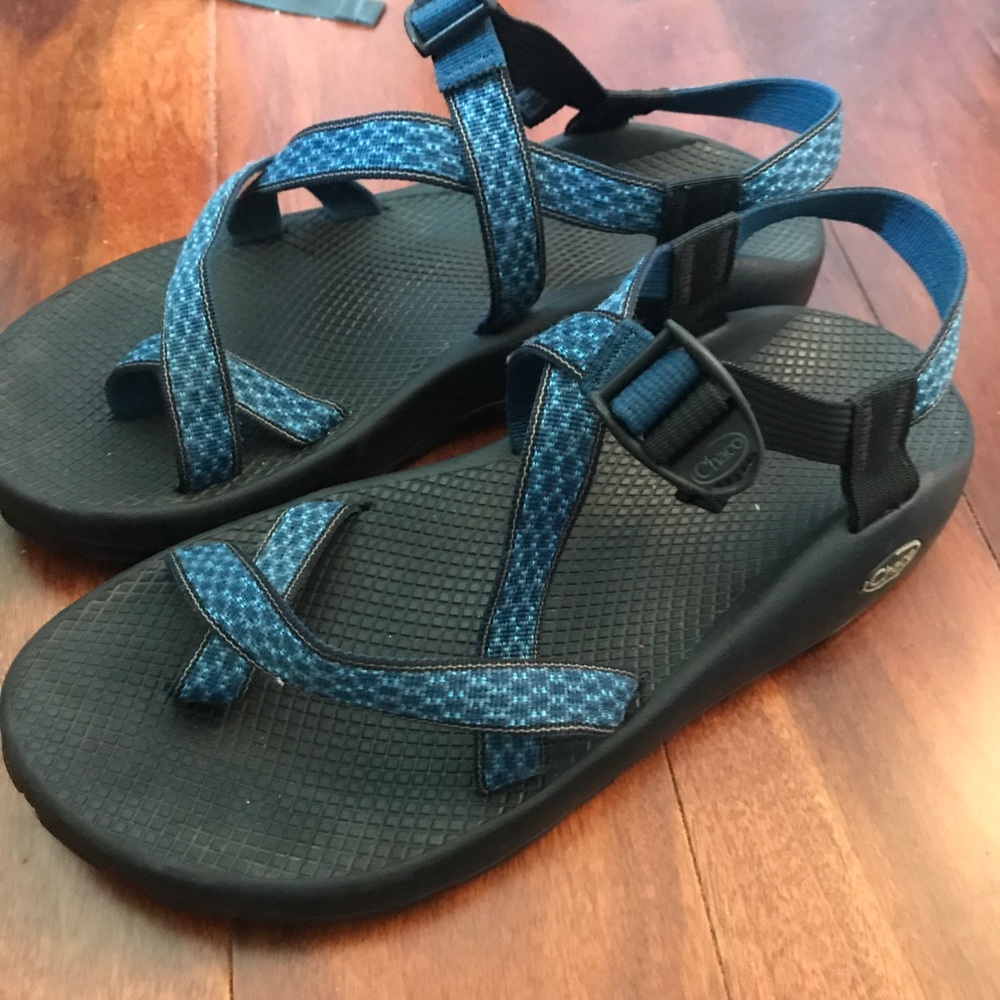 Blue Chacos with toe loop